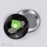 Cute Frog On Skateboard Kawaii Aesthetic Frog Button thumb 0