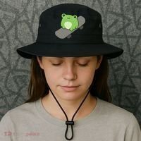 Cute Frog On Skateboard Kawaii Aesthetic Frog Bucket Hat thumb 3