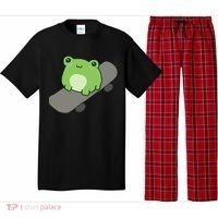Cute Frog On Skateboard Kawaii Aesthetic Frog Pajama Set thumb 0