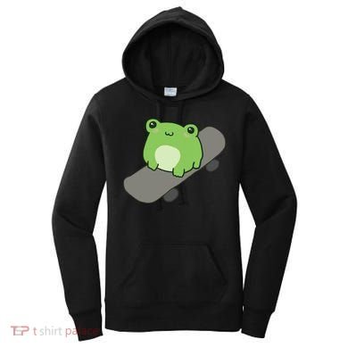 Cute Frog On Skateboard Kawaii Aesthetic Frog Women's Hoodie