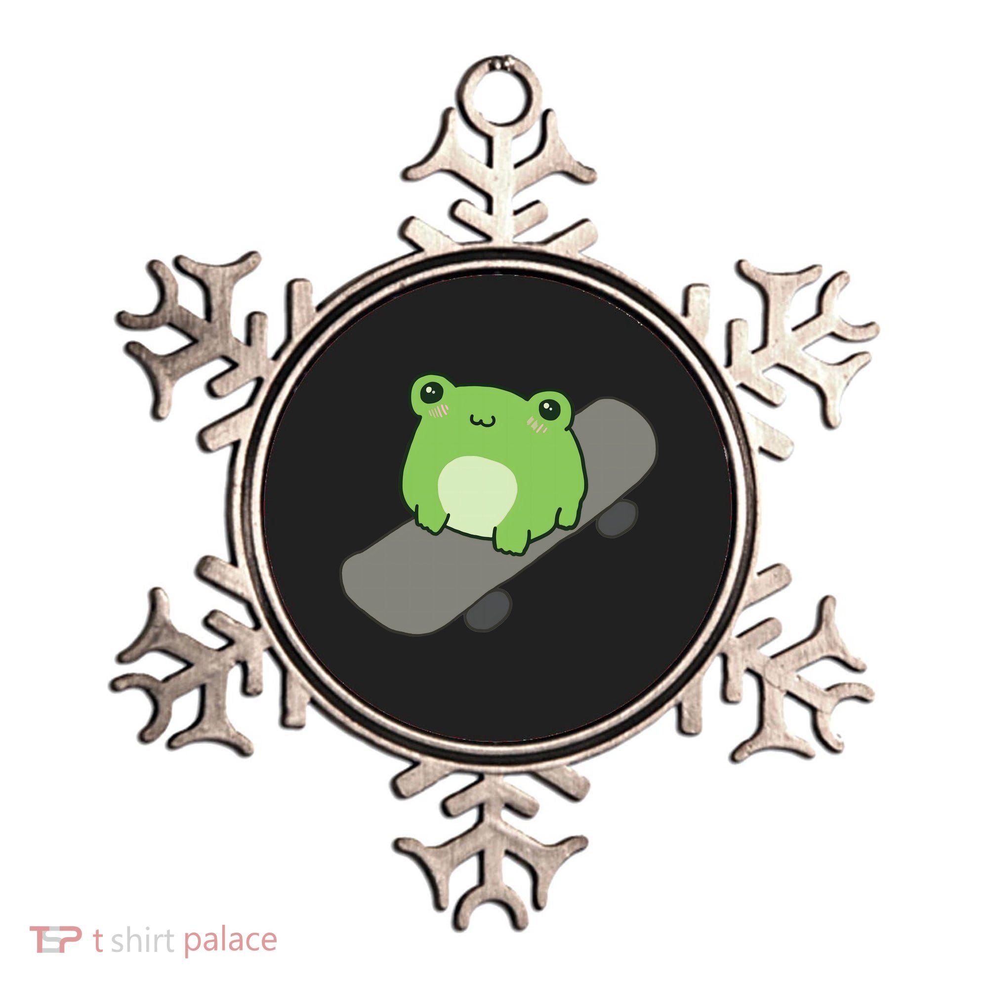 Cute Frog On Skateboard Kawaii Aesthetic Frog Ornament