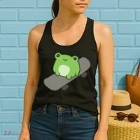 Cute Frog On Skateboard Kawaii Aesthetic Frog Women's Tank Top thumb 2