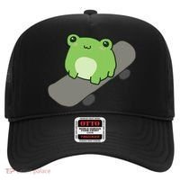 Cute Frog On Skateboard Kawaii Aesthetic Frog Hat thumb 0