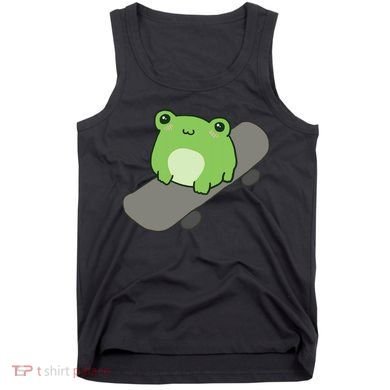 Cute Frog On Skateboard Kawaii Aesthetic Frog Tank Top