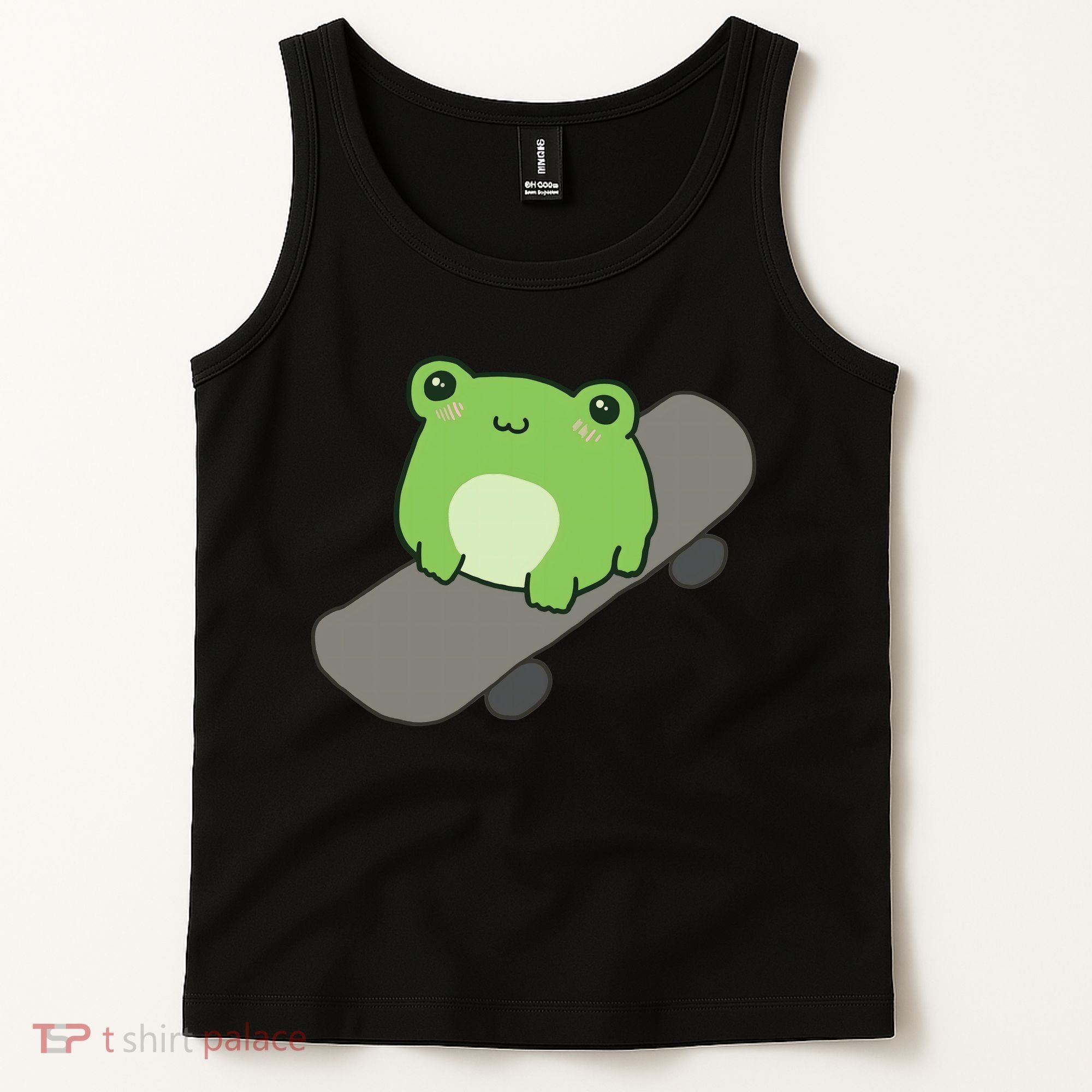Cute Frog On Skateboard Kawaii Aesthetic Frog Tank Top