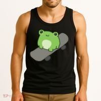 Cute Frog On Skateboard Kawaii Aesthetic Frog Tank Top thumb 3