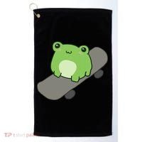 Cute Frog On Skateboard Kawaii Aesthetic Frog Golf Towel thumb 0