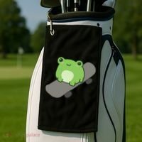 Cute Frog On Skateboard Kawaii Aesthetic Frog Golf Towel thumb 2