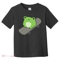 Cute Frog On Skateboard Kawaii Aesthetic Frog Toddler T-Shirt thumb 0