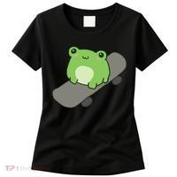 Cute Frog On Skateboard Kawaii Aesthetic Frog Women's T-Shirt thumb 0