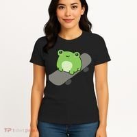 Cute Frog On Skateboard Kawaii Aesthetic Frog Women's T-Shirt thumb 4