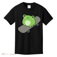 Cute Frog On Skateboard Kawaii Aesthetic Frog Kids T-Shirt thumb 0