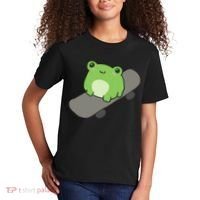 Cute Frog On Skateboard Kawaii Aesthetic Frog Kids T-Shirt thumb 2