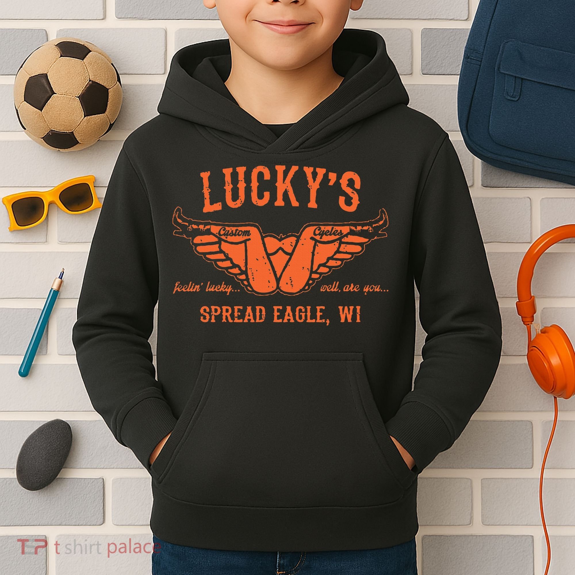 Cool Funny Offensive Motorcycle Biker Spread Eagle Gift Kids Hoodie