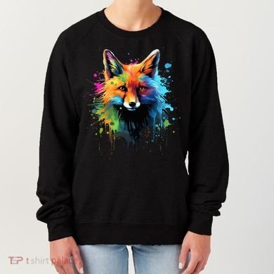 Cool Fox On Colorful Painted Fox Women's Sweatshirt