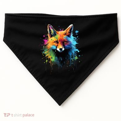 Cool Fox On Colorful Painted Fox USA-Made Doggie Bandana