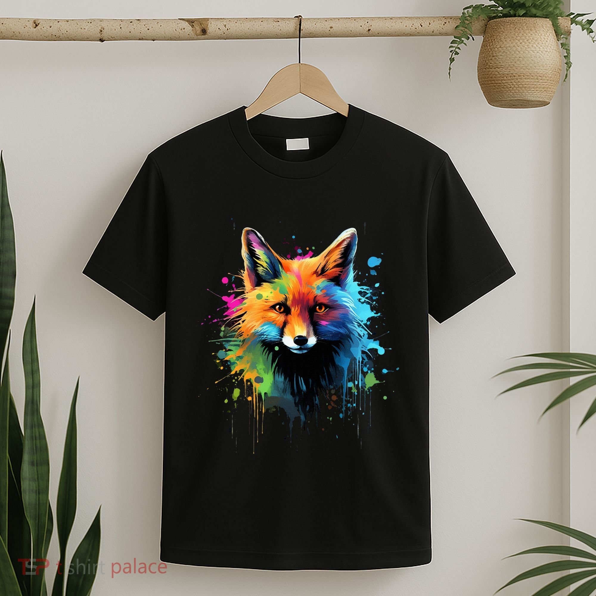 Cool Fox On Colorful Painted Fox T-Shirt