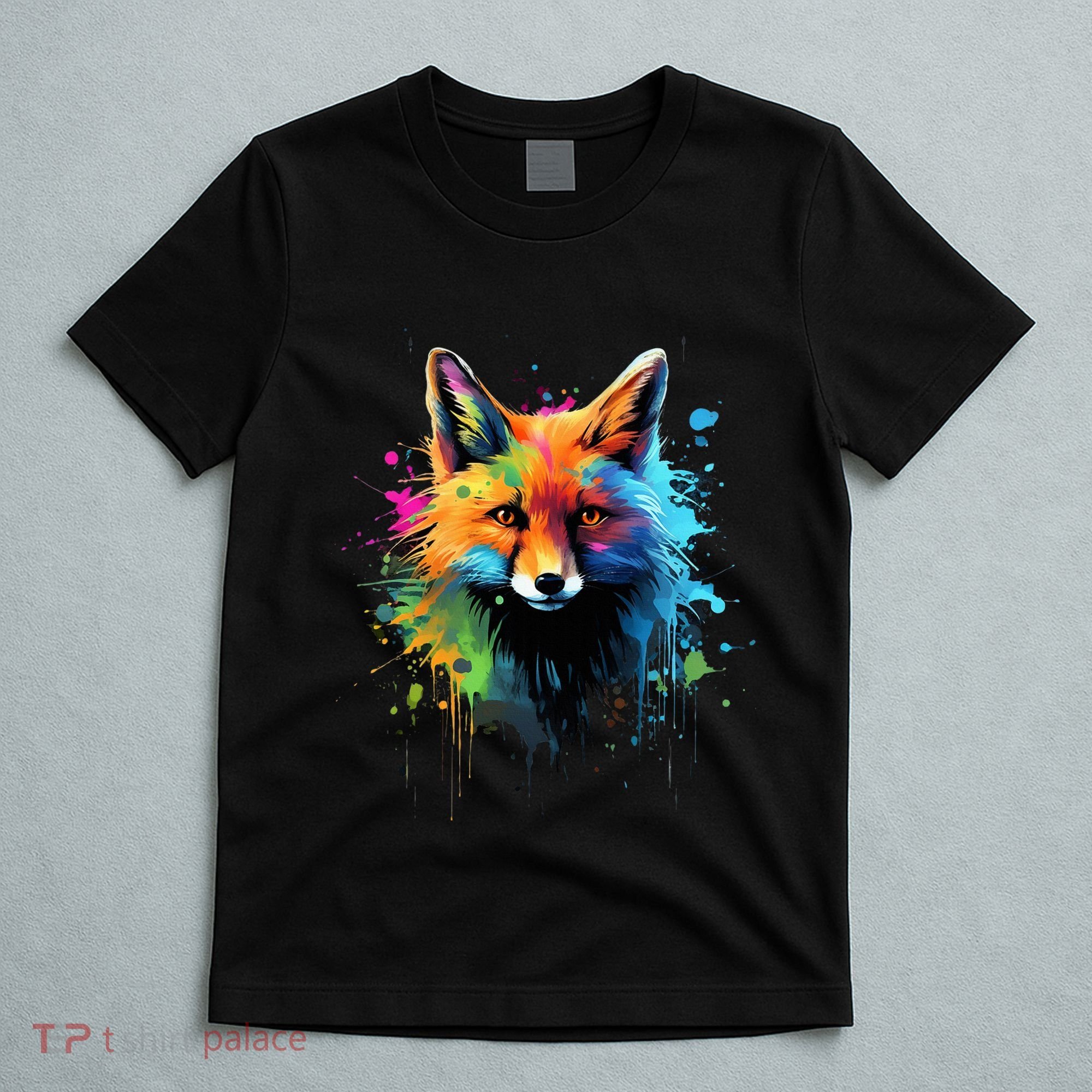 Cool Fox On Colorful Painted Fox T-Shirt