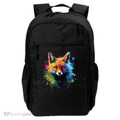 Cool Fox On Colorful Painted Fox Backpack