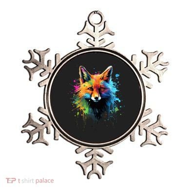 Cool Fox On Colorful Painted Fox Ornament