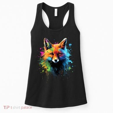 Cool Fox On Colorful Painted Fox Women's Tank Top