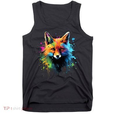 Cool Fox On Colorful Painted Fox Tank Top