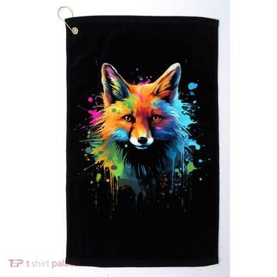 Cool Fox On Colorful Painted Fox Golf Towel