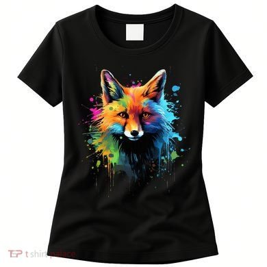 Cool Fox On Colorful Painted Fox Women's T-Shirt