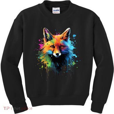 Cool Fox On Colorful Painted Fox Kids Sweatshirt