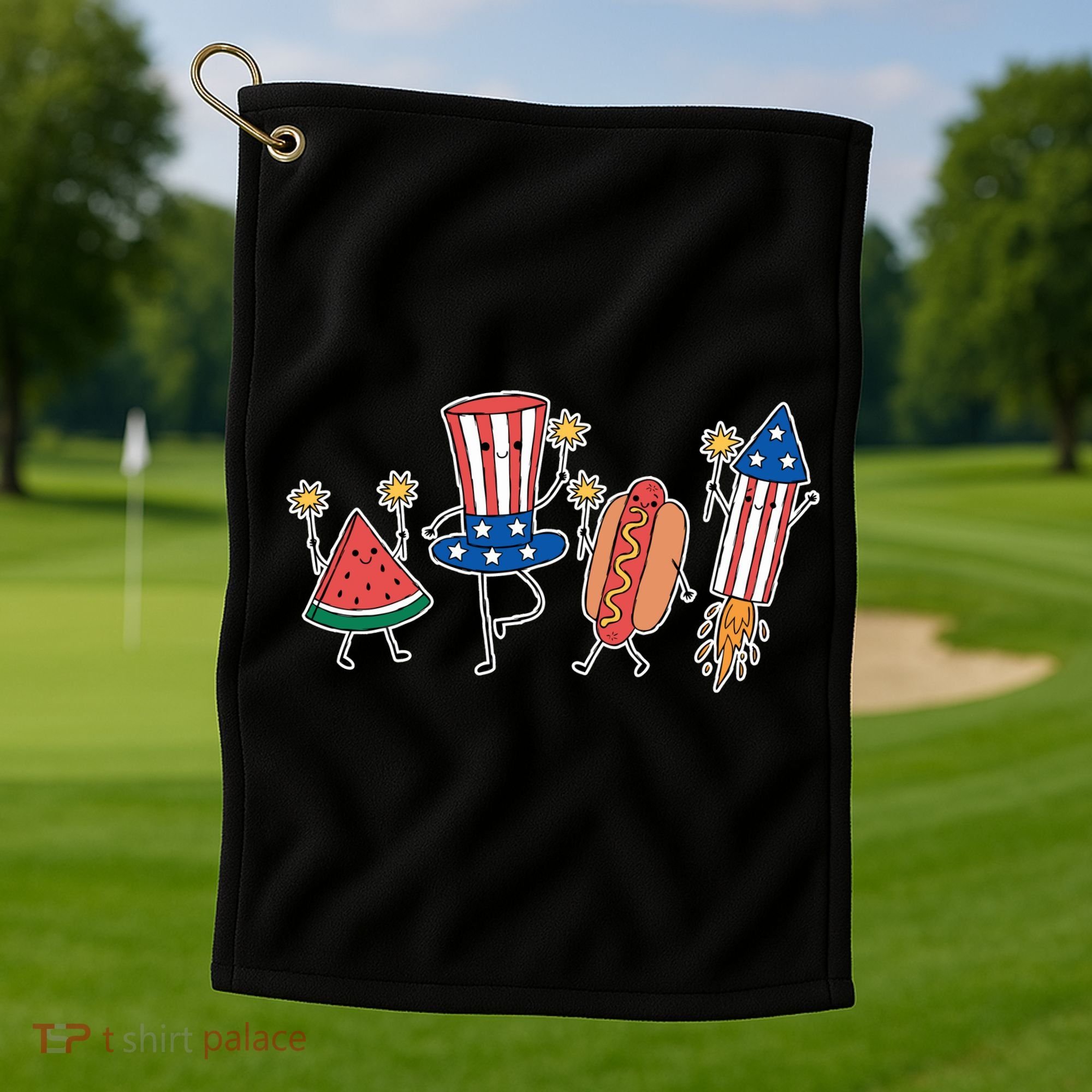 Cute Fourth Of July Summer Fun Group Golf Towel