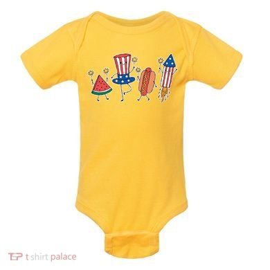 Cute Fourth Of July Summer Fun Group Baby Bodysuit
