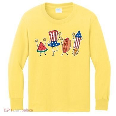 Cute Fourth Of July Summer Fun Group Kids Long Sleeve Shirt