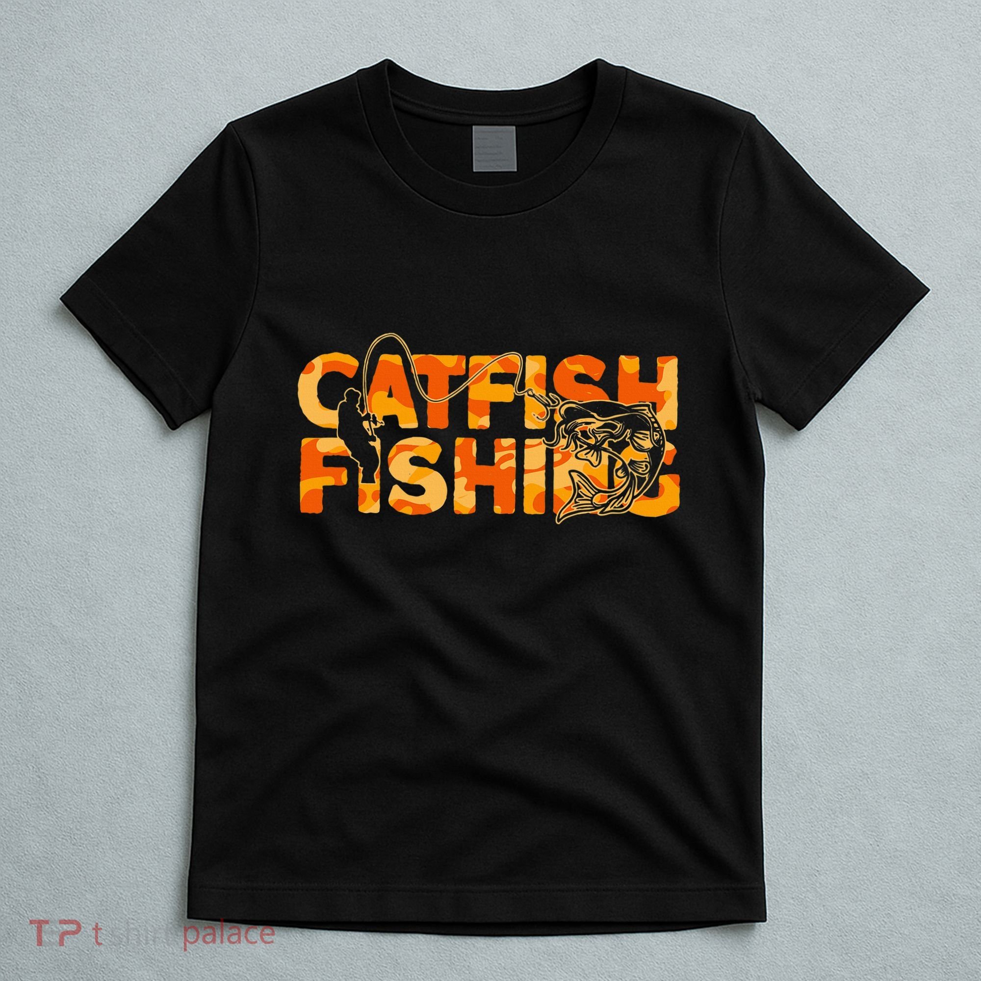 Catfish Fisherman Orange Camouflage Catfish Fishing T-Shirt