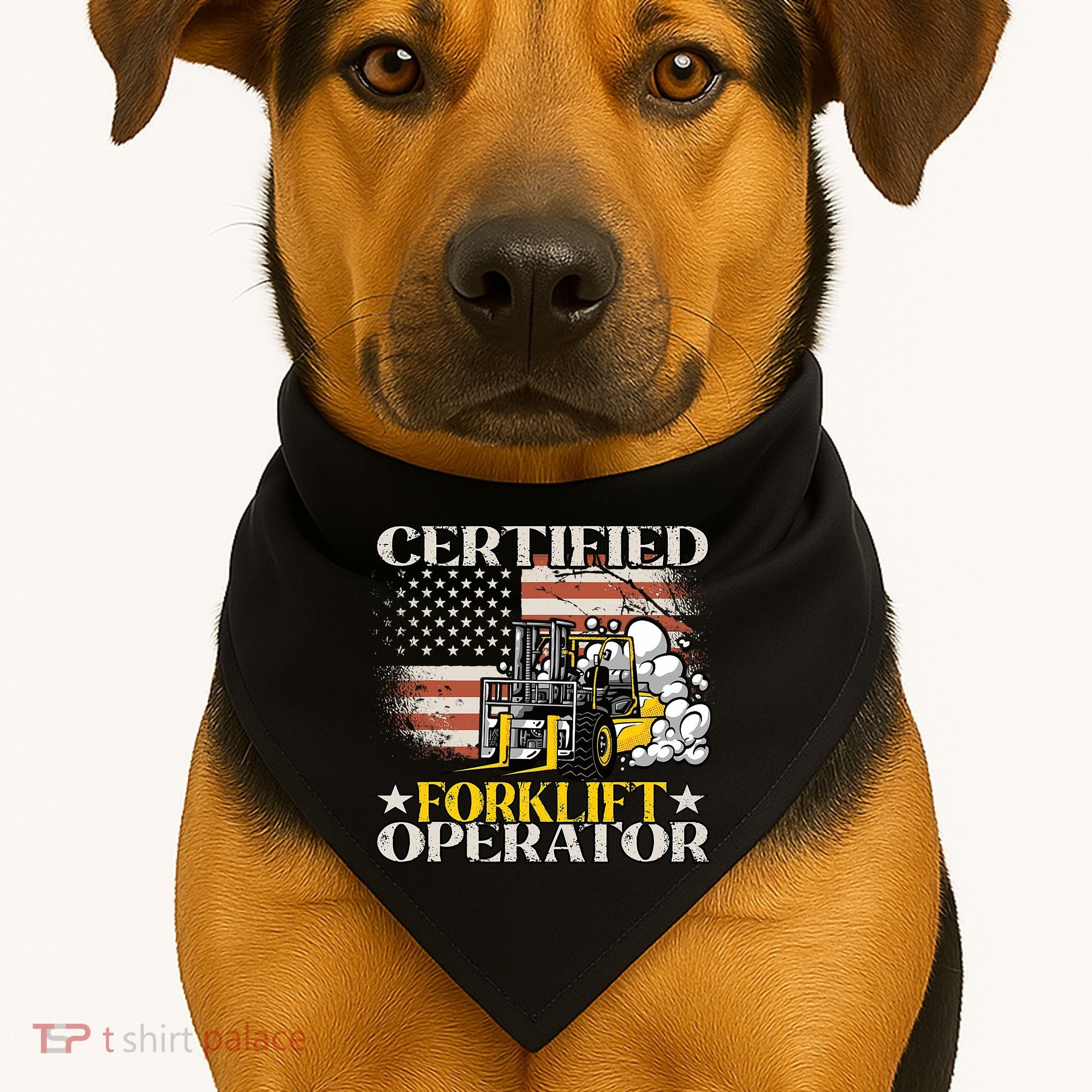 Certified Forklift Operator Forklift Driver US Flag USA-Made Doggie Bandana