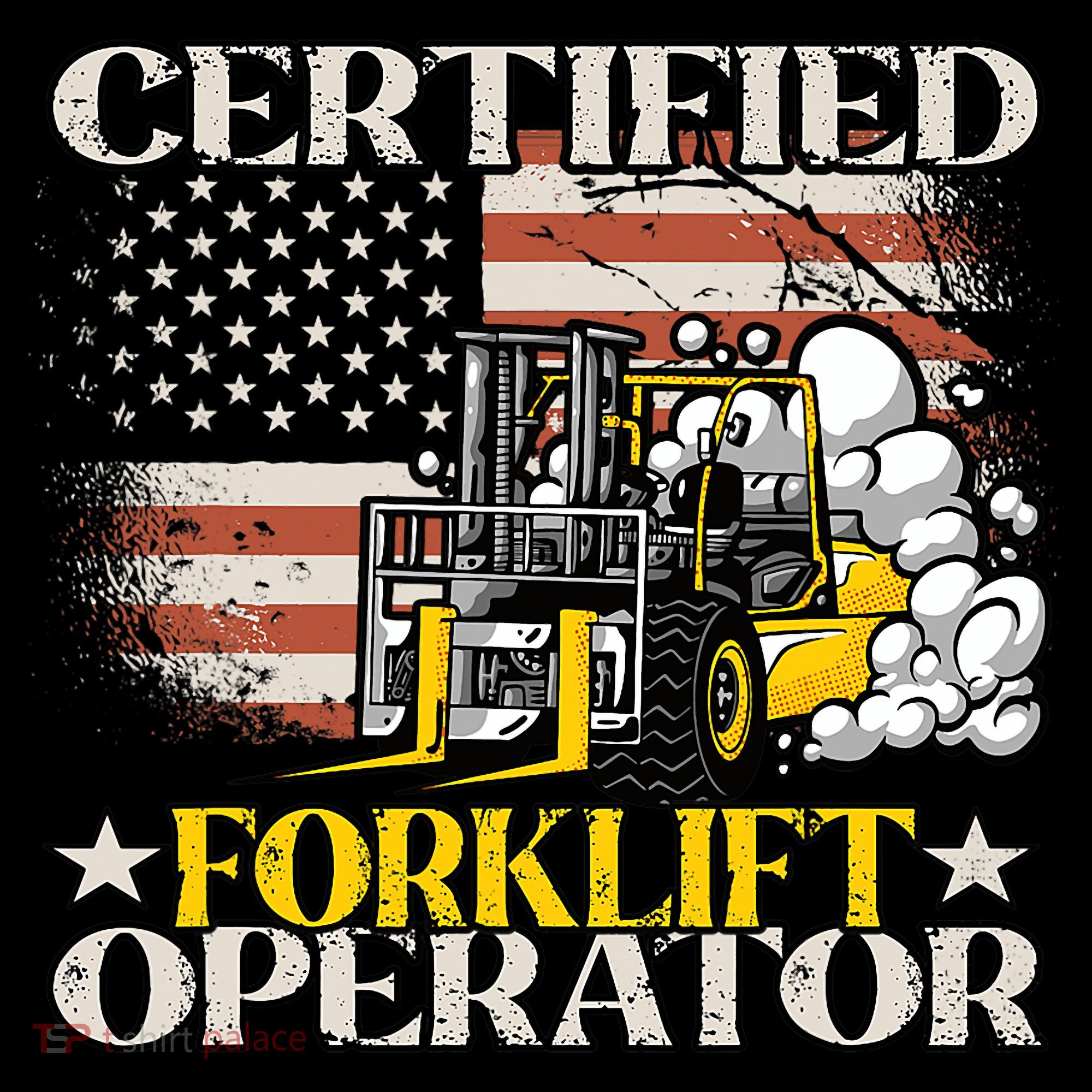 Certified Forklift Operator Forklift Driver US Flag USA-Made Doggie Bandana