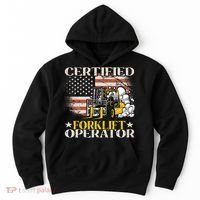 Certified Forklift Operator Forklift Driver US Flag Hoodie thumb 0