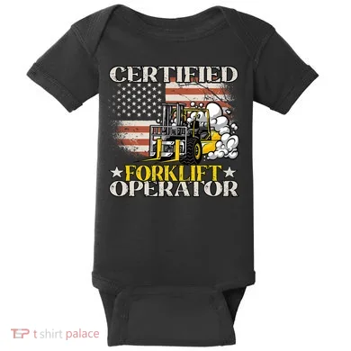 Certified Forklift Operator Forklift Driver US Flag Baby Bodysuit
