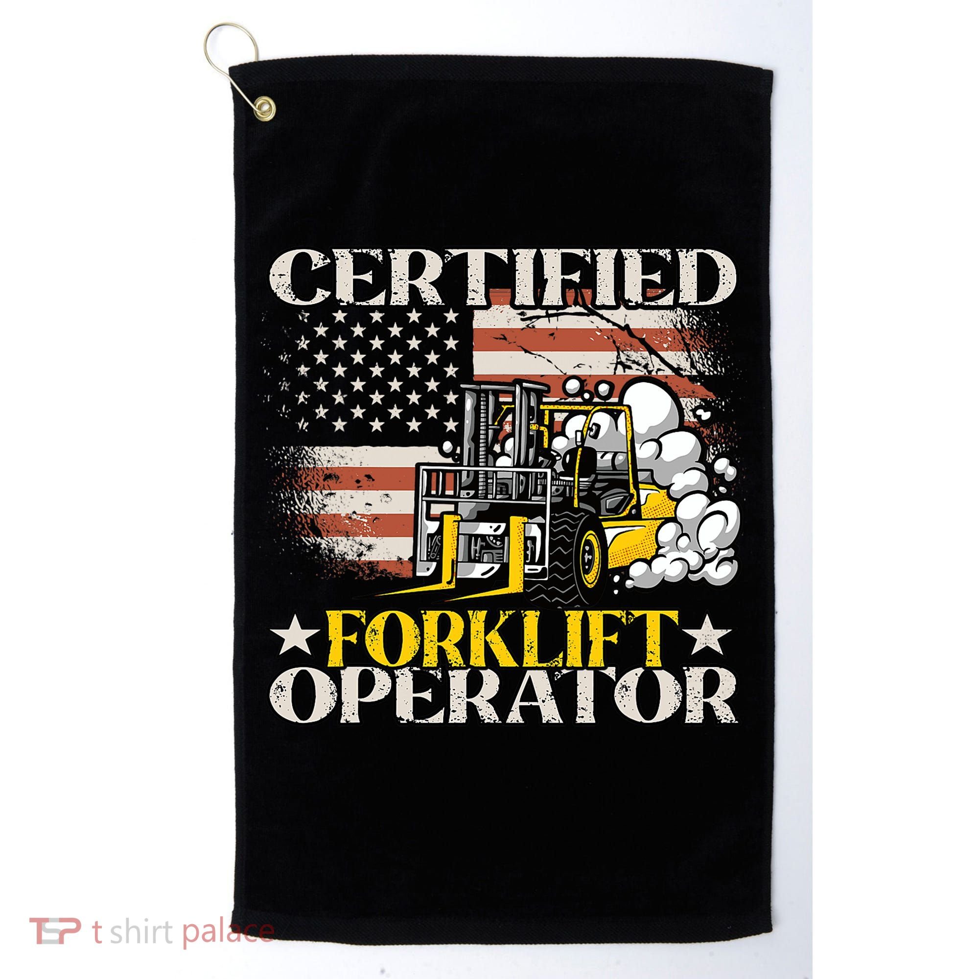 Certified Forklift Operator Forklift Driver US Flag Golf Towel
