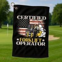 Certified Forklift Operator Forklift Driver US Flag Golf Towel thumb 1
