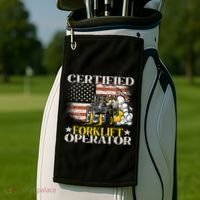 Certified Forklift Operator Forklift Driver US Flag Golf Towel thumb 2