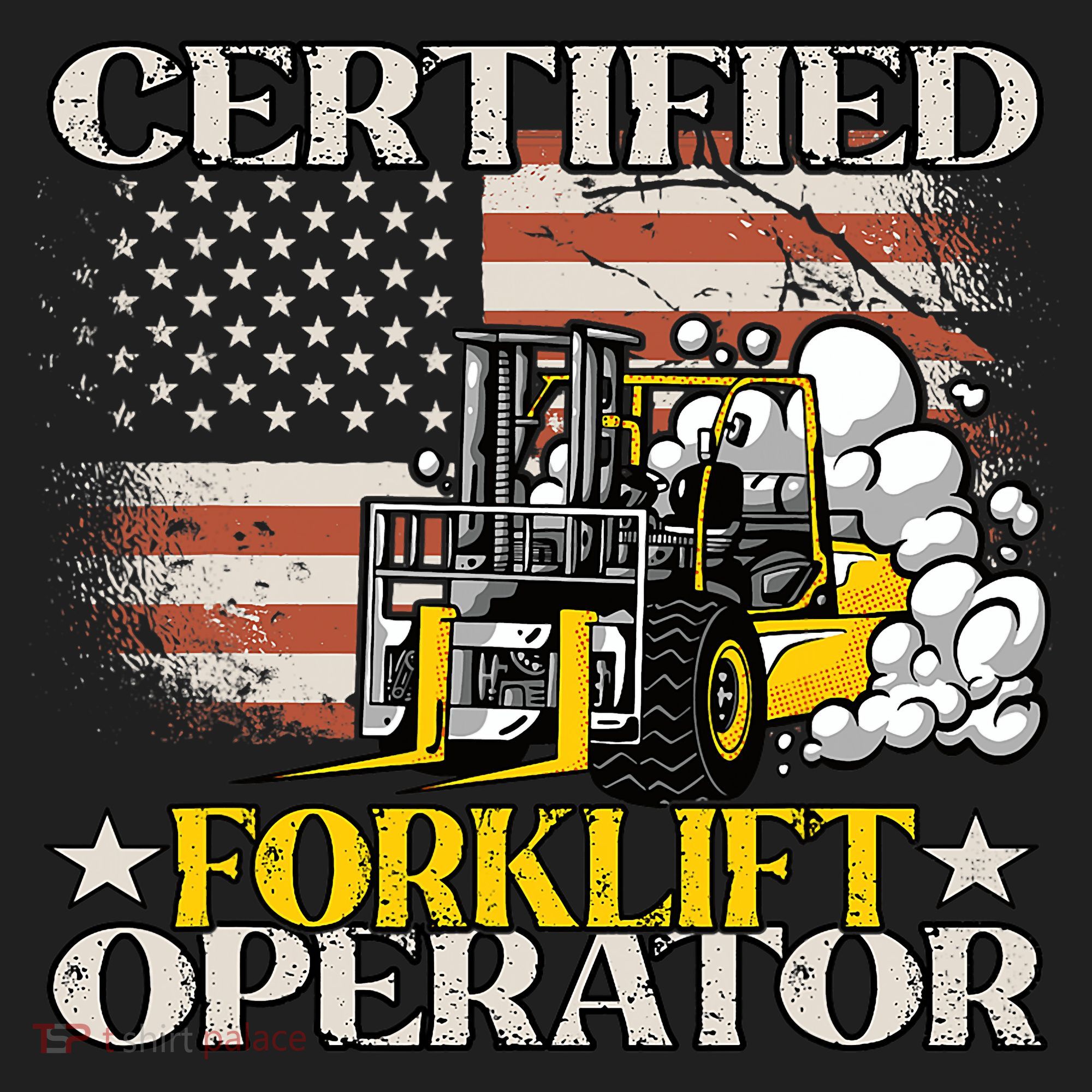 Certified Forklift Operator Forklift Driver US Flag Golf Towel