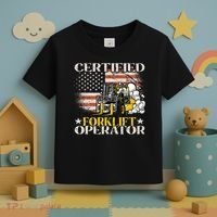 Certified Forklift Operator Forklift Driver US Flag Toddler T-Shirt thumb 3