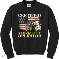 Certified Forklift Operator Forklift Driver US Flag Kids Sweatshirt thumb 0