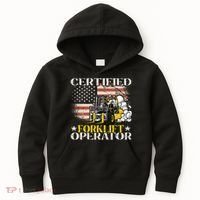 Certified Forklift Operator Forklift Driver US Flag Kids Hoodie thumb 0