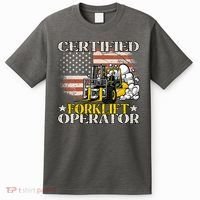 Certified Forklift Operator Forklift Driver US Flag T-Shirt thumb 0