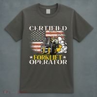 Certified Forklift Operator Forklift Driver US Flag T-Shirt thumb 4