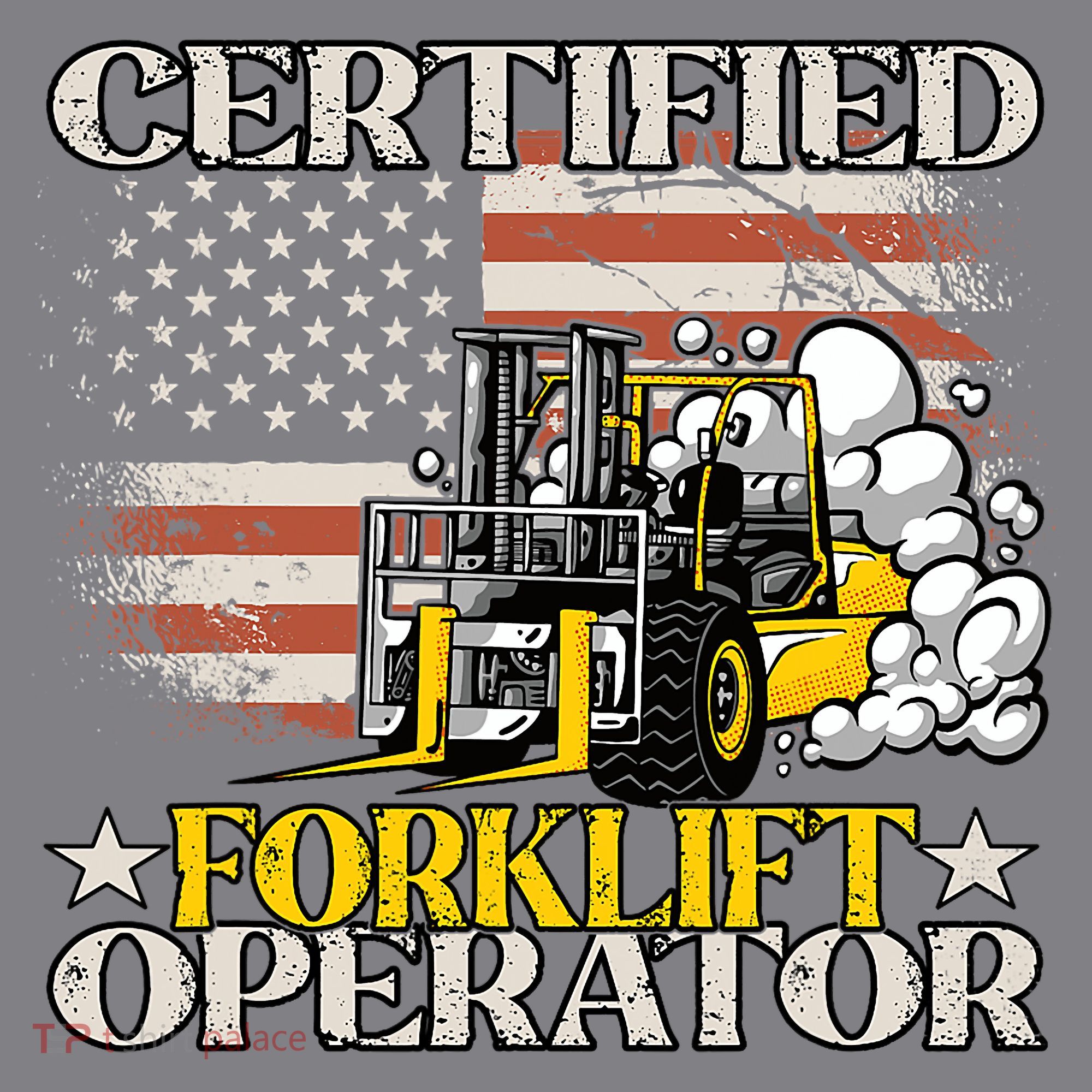 Certified Forklift Operator Forklift Driver US Flag Women's T-Shirt
