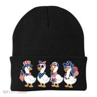 Cute Fourth Of July Patriotic Goose Group Beanie thumb 0