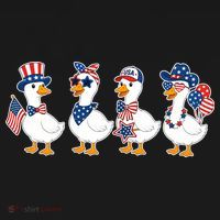 Cute Fourth Of July Patriotic Goose Group Women's Hoodie thumb 2