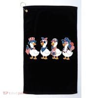 Cute Fourth Of July Patriotic Goose Group Golf Towel thumb 0